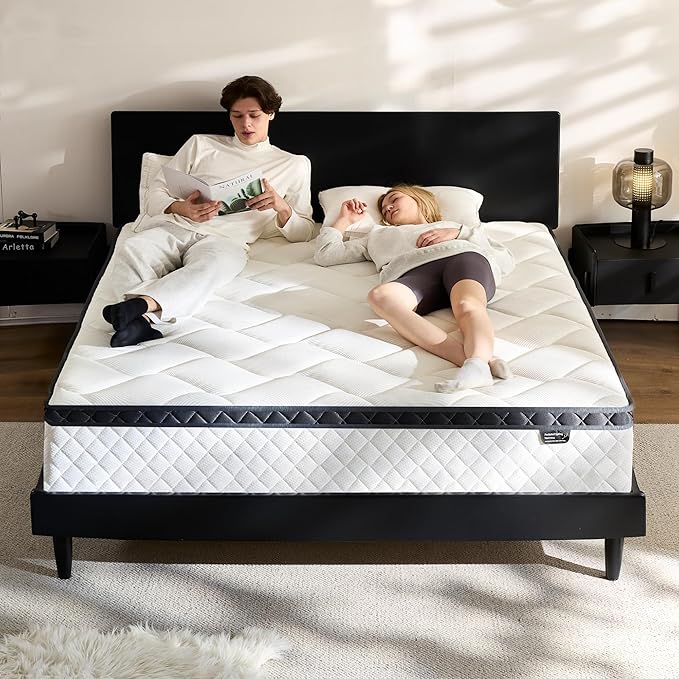 Twin XL Mattress in a Box, 12 Inch XL Twin Hybrid Mattress with Individual Pocket Spring & Memory Foam, Soft, Motion Isolation, Medium Firm Comfort for Pressure Relief, CertiPUR-US Certified