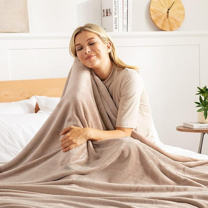 Exclusivo Mezcla Fleece Blanket Twin Size for Bed, Super Soft and Warm, All Season Use, Cozy, Plush, Lightweight, 60x80 Inches Camel