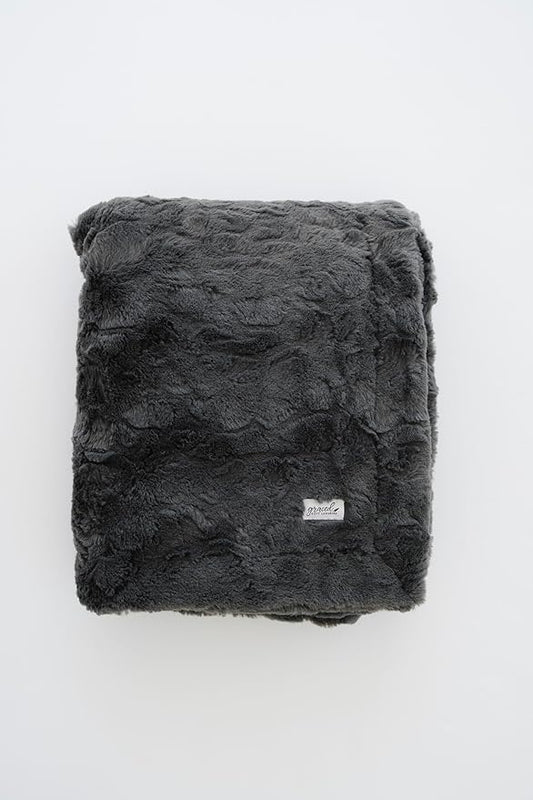 GRACED SOFT LUXURIES Charcoal Faux Fur Throw Blanket | Ultra Soft & Fluffy 50x60 inches | Cozy, Thick & Warm | Perfect for Bed or Couch | Kids & Adults