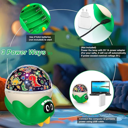 Dinosaur Night Light Projector for Kids Room, Boy Girl Dino Lamp with 10 Soothing Music& Timer, Remote Control, Colorful Projection Effect, High Brightness, Birthday Gifts Dinosaur Toys for Kids 3-7