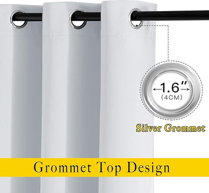NICETOWN Greyish White Room Darkening Curtains Blackout 30 inch Curtains for Kitchen, Grommet Solid Window Treatments Sound Reducing for Bedroom, 2 Panels, W37 x L30, 2 Panels