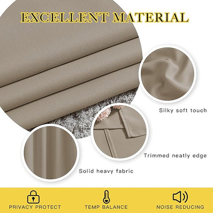 NICETOWN Taupe Blackout Curtains for Windows - Window Decoration Thermal Insulated Grommet Top Blackout Curtains/Panels/Drapes for Kid's Room (1 Pair, 52 x 45 inches in Taupe)