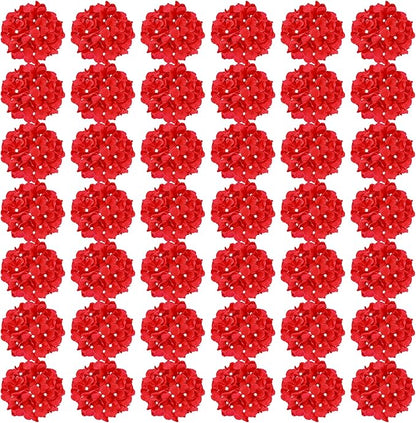 Auihiay 64pcs Hydrangea Artificial Flowers, Red Fake Hydrangea Flowers with Stems, Artificial Hydrangea Flowers for Wedding Centerpieces, Home Garden Party Decoration (Red)