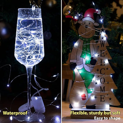 HXWEIYE 12 Pack LED White Fairy Lights Battery Operated, 7ft 20LED Mini Fairy String Lights Mason Jar Lights, Waterproof Firefly Starry Lights for DIY Wedding Party Bedroom Patio Christmas Décor