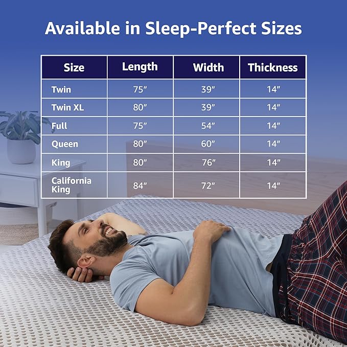ROOST SLEEP 14-Inch Twin XL Mattress with Medium Firm Support, CertiPUR-US Certified, Copper Smart Thermic Cooling Gel Memory Foam for Hot Sleepers, Made in USA