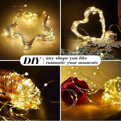 ZGWJ 24 Pack Fairy Lights Battery Operated, 7ft 20 Mini LED Fairy String Lights Silver Wire 3 Modes for DIY, Parties, Wedding, Bedroom, Halloween Christmas Decoration Warm White