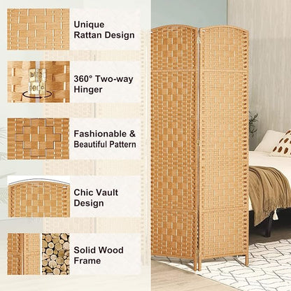 Rose Home Fashion 6 ft Tall Room Divider, Room Dividers and Folding Privacy Screens, 15.7in Privacy Screen 3 Panel Partition Temporary Wall Separation for Private, Light Beige