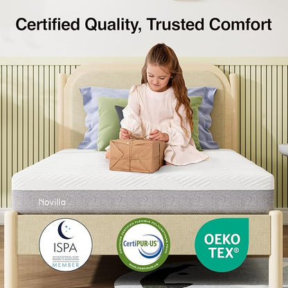 Novilla Twin Mattress, 6-Inch Gel Memory Foam Mattress for Cool Night Sleep & Pressure Relief, Medium Firm Twin Size in a Box, Bliss