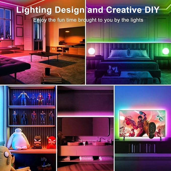 TJOY 100ft Kids LED Strip Lights with 20 Key Child Remote, Multi-Color RGB Rope Lighting, Color Changing LED Light Strip for Bedroom, Tape Lighting for Room Decor Aesthetic, TV, DIY(50ft*2)