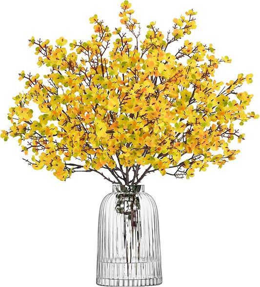 Uieke 30Pcs Artificial Fall Flowers Babys Breath Flower Bulk Fake Yellow Silk Flowers Artificial Gypsophila Bouquet Floral for Home Festival Wedding Party Décor