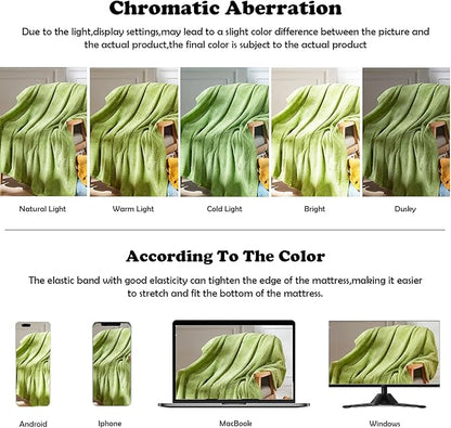 NEWCOSPLAY Super Soft King Blanket Green Premium Silky Flannel Fleece Leaves Pattern Lightweight Bed Blanket All Season Use (Green, King(90"x110"))