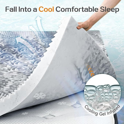 SINWEEK Mattress Topper Memory Foam Mattress Topper 1.5 Inch Queen Soft Mattress Pad for Pressure Relief, 5-Zone Design, CertiPUR-US Certified, Gray