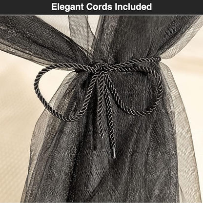 Black Mosquito Net for Single to King-Sized Beds – 4 Side Openings & 6 Hanging Loops – Decorative Rectangular Shape for Home & Travel – Bed Canopy Hanging Kit & Carrying Bag Included