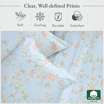 California Design Den Full Size Bed Sheets Set - 400 Thread Count Sateen, Natural 100% Cotton Sheets for Full Size Bed, Deep Pocket Cooling and Durable Bedding Set - Antique Rose