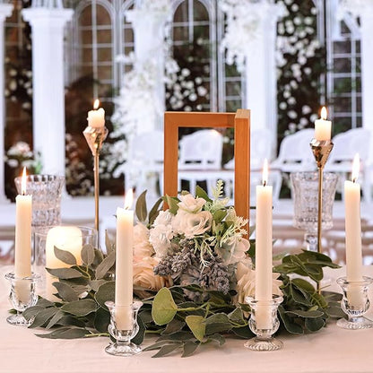 Letine Candlestick Holders Set of 12-2.5" H Taper Candle Holders Bulk - Clear Glass Candle Holder for Rustic Wedding Centerpiece Table Decorations, Halloween & Thanksgiving Decorations Indoor
