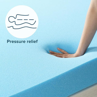 ZINUS 3 Inch Green Tea Cooling Gel Memory Foam Mattress Topper, Smaller, More Convenient WonderBox Packaging, Cooling Gel Foam, CertiPUR-US Certified, Queen