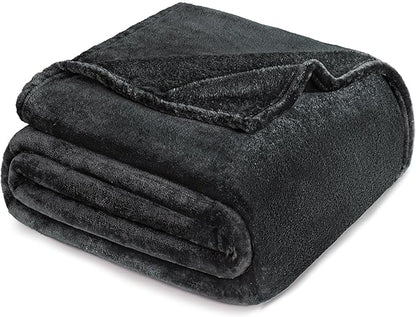 Exclusivo Mezcla Fleece Blanket King Size for Bed, Super Soft and Warm, All Season Use, Cozy, Plush, Lightweight, 90x104 Inches, Dark Grey