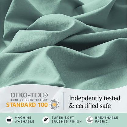 LuxClub Twin XL Sheets - Soft Kids Twin Bed Sheets for Boys and Girls, 3 PC Deep Pockets Wrinkle Free Kids Fitted Sheets Machine Washable Hotel Bedding Silky Soft- Light Teal Twin XL