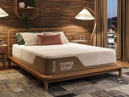 ROOST SLEEP 14-Inch King Mattress with Medium Firm Support, CertiPUR-US Certified, Copper Smart Thermic Cooling Gel Memory Foam for Hot Sleepers, Made in USA