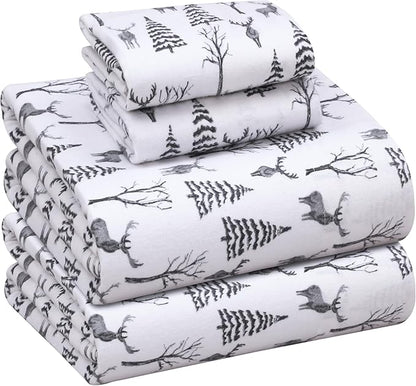 RUVANTI Flannel Sheets Queen Size - 100% Cotton Double Brushed Bed Sheets, Deep Pockets 16 Inches Queen Sheet Set, All Seasons Breathable & Extra Soft - Warm & Cozy, 4 Piece, Dry Winter