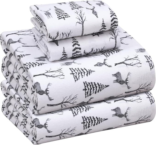 RUVANTI Flannel Sheets Queen Size - 100% Cotton Double Brushed Bed Sheets, Deep Pockets 16 Inches Queen Sheet Set, All Seasons Breathable & Extra Soft - Warm & Cozy, 4 Piece, Dry Winter