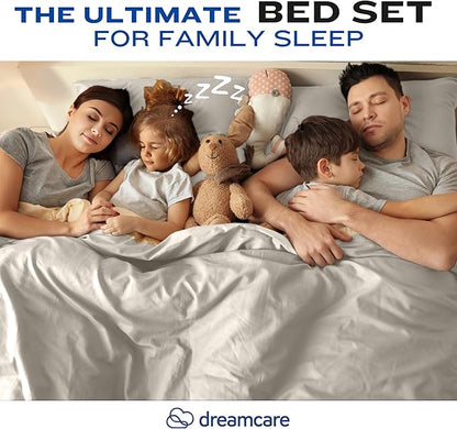 DREAMCARE King Size Sheets Set – 4 pcs Cooling Sheets – up to 21” Deep Pocket King Sheet Set – Hotel Luxury Sheets & Pillowcases – Superior Softness 100% Fine Microfiber with Side Pocket – Ivory