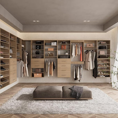 ROOMTEC 22.5" Double Hanging Closet Unit, Modular Closet System with Hanging Rod, Wardrobe Organizer for Bedroom or Walk-in Closet, Wall Mounted, Customizable Clothes Storage Unit, Wood