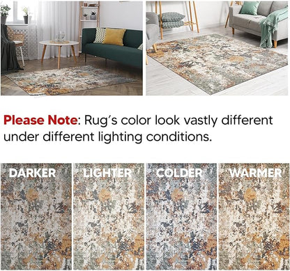 Keen Home Design Area Rugs - 9x12 Non-Shedding, Abstract Rugs for Kitchen, Living Room, Bedroom, Dining Room, Entryway - Size: 9'2" x 11'11", Multi