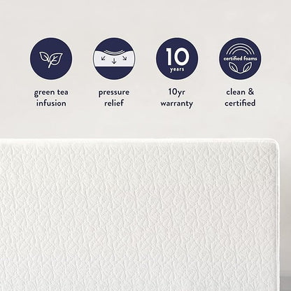 Best Price Mattress 8 inch Twin Mattress XL Long, Bed-In-A-Box, Green Tea Memory Foam,White