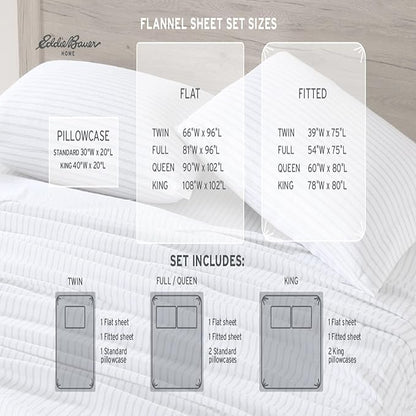 Eddie Bauer - Sheets, Cotton Flannel Bedding Set, Brushed for Extra Softness, Cozy Home Decor (Beacon Hill Ivory, King)