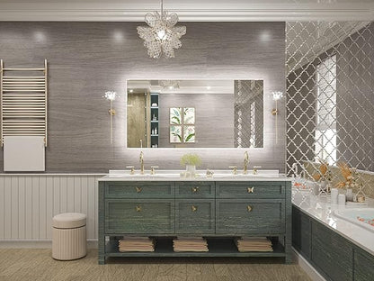 Keonjinn 47.8 x 24 Inch LED Bathroom Mirror with Backlit, Dimmable Vanity Mirror with Lights, High Lumen, Anti-Fog, CRI90+, UL Listed LED Driver, HD Tempered Glass