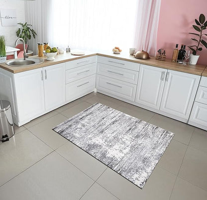 Keen Home Design Area Rugs - 3x5 Non-Shedding, Abstract Rugs for Kitchen, Living Room, Bedroom, Dining Room, Entryway - Size: 3' x 5', Abstract Cream/Grey