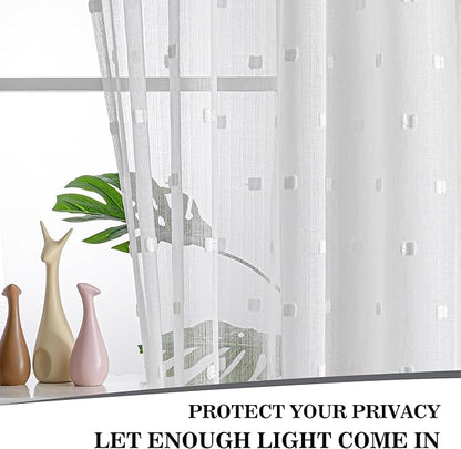MYSKY HOME White Curtains for Bedroom 72 Inch Length Long Sheer Curtains for Kids Room Nursery Curtains with White Patched Design Rod Pocket Privacy Window Drapes Dining Room 52" x 72" 2 Panels