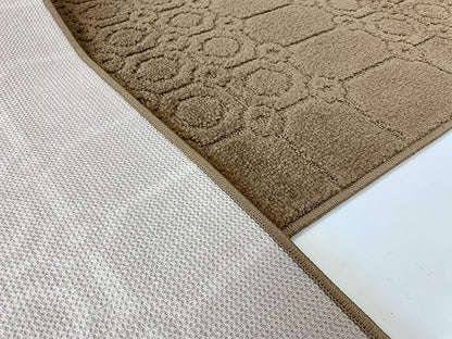 Custom Size Modern Abstract Floor Carpet Runner Rug for Hallways, Slip Resistant Latex Rubber Backed, 31 inch Wide X Customized Length, Art Gold Tan, 31 inch X 6 feet