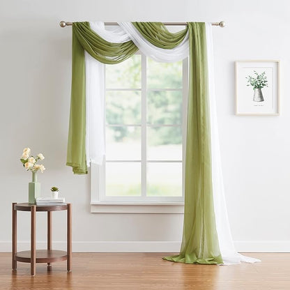 Warm Home Designs Sage Green Sheer Window Scarf. All Valance Scarfs are 54 X 216 Inches. Great As Wedding Arch Draping Fabric, Bed Canopy Or for Decorative Project. AM Sage 216