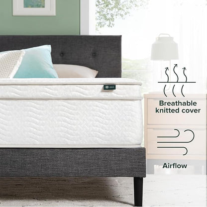 ZINUS 12 Inch Foam and Spring Hybrid Mattress [New Version], King, Fiberglass Free, Medium Firmness, Durable Support, Certified Safe Foams & Fabric, Mattress in A Box