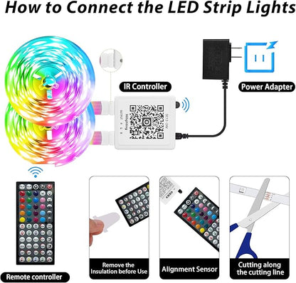 Led Lights for Bedroom 150FT, RGB Led Strip Lights Color Changing Indoor, Music Sync Led Light Strip with Remote & App Control, DIY Fancy Led Lights for Room Decor Ambient Lighting (2 * 75FT)