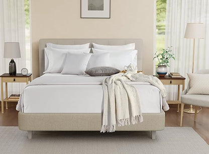 100% Egyptian Cotton Sheets King Size Sheets Set with Fully Elasticated Fitted Sheet & Pillowcase sets, 800 TC Hotel Collection Deep Pocket King Sheet Set, No Pill Soft Breathable Luxury White Bedding