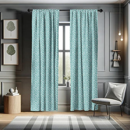 Ambesonne Turquoise Window Curtains, Retro Vintage 60s 50s Inspired Geometric Polka Dots Romantic Art Print, Lightweight Decor 2-Panel Set with Rod Pocket, Pair of - 28" x 63", White and Blue