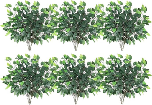 GTIDEA 36PCS Artificial Ficus Leaves Branches Faux Ficus Tree Branches Artificial Greenery Stems Silk Floral Arrangement for Benjamina Tree DIY Wedding Bouquet Summer Wreath Wall Decor (24.04 Inch)