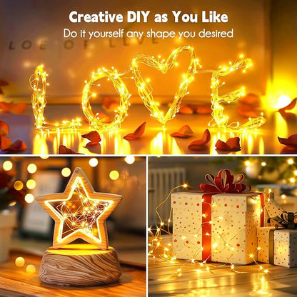 Minetom Fairy Lights Plug in, 33Ft 100 LEDs Waterproof Silver Wire Firefly Lights, Adaptor Included, Starry String Lights for Wedding Indoor Outdoor Christmas Patio Garden Decoration, Warm White