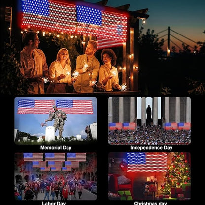 HYH American Flag Lights with 420 Super Bright LEDs,Waterproof Led Flag Net Light of The United States for Yard,Garden Decoration, Festival, Holiday, Party Decoration,Christmas Decorations