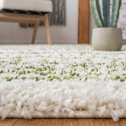 SAFAVIEH Arizona Shag Collection Area Rug - 10' x 14', Ivory & Green, Moroccan Design, Non-Shedding & Easy Care, 1.6-inch Thick, Ideal for The Living Room, Bedroom, Dining Room (ASG741Y-10)