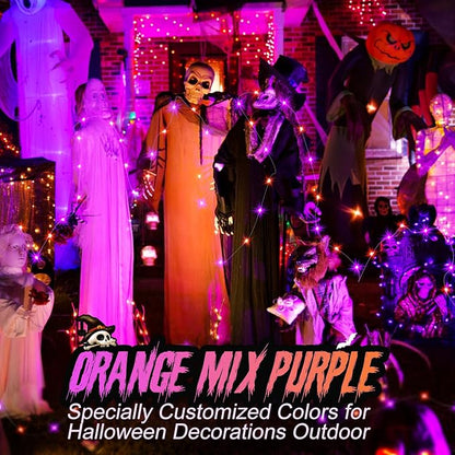 ZGWJ 12 Pack Fairy Lights Battery Operated, 7ft 20 Mini LED Fairy String Lights Silver Wire 3 Modes for DIY, Parties, Wedding, Bedroom, Halloween Christmas Decoration Orange& Purple