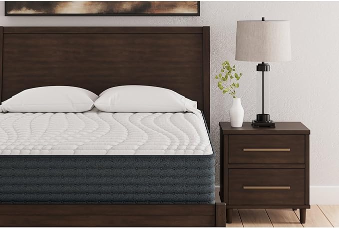 Signature Design by Ashley Hybrid 1200 12" Firm Moisture Wicking Mattress with Charcoal-Infused Gel Memory Foam,Edge Support for Pressure Relief and Temperature Regulating, Twin, Fiberglass Free