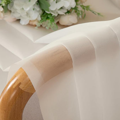 Chyhomenyc Cream Sheer Curtains 36 inch Length 2 Panels Set, Light Filtering Voile Short Window Curtians for Bathroom Living Room Farmhouse Small Windows, Each 42Wx36L in, 2PCS