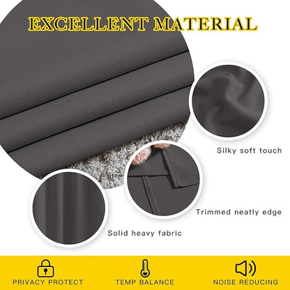 NICETOWN Grey Room Darkening Curtains Blackout 36 inch Curtains for Kitchen, Grommet Solid Window Treatments Sound Reducing for Bedroom, 2 Panels, W37 x L36, 2 Panels