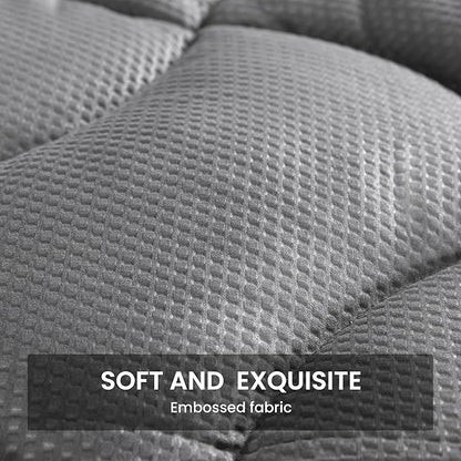 SLEEP ZONE Cooling Twin Mattress Topper for Single Bed, Premium Zoned Cool Mattress Pad Cover, Padded Mattress Protector Breathable Washable, Deep Pocket 8-21" (Grey, Twin, 39 x 75)
