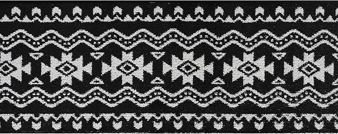 Custom Length Cut to Size Tribal Ethnic Southwestern Inspired Hallway Runner Rug, Non Slip Rubber Backed, 31 inch Wide X Customized Length, Aztec Black, 31 inch X 30 feet