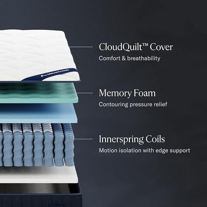 DreamCloud Classic 12" Full Mattress - Luxury Hybrid Gel Memory Foam - 365 Night Trial - Fiberglass Free - Forever Warranty - Mattress in a Box - CertiPUR-US Certified